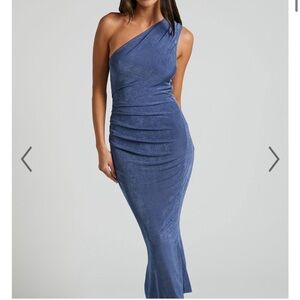 Showpo. Arietty Midi Dress. Blue. Stretchy. Worn once.